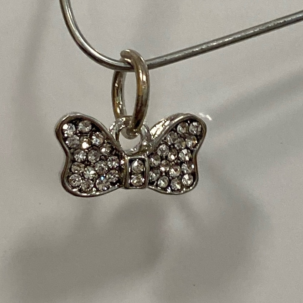 Silver Dangle Minnie Mouse Bow Charm 4 Pandora bracelet necklace rhinestone